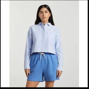 Everlane the Oxford crop button down shirt in blue size 12